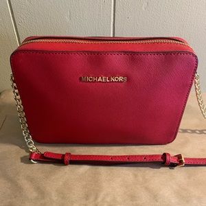 Michael Kors Red Leather Crossbody Bag